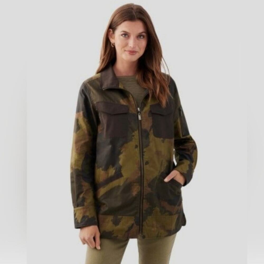 Martha Stewart camo utility field waxed jacket size Large NWT